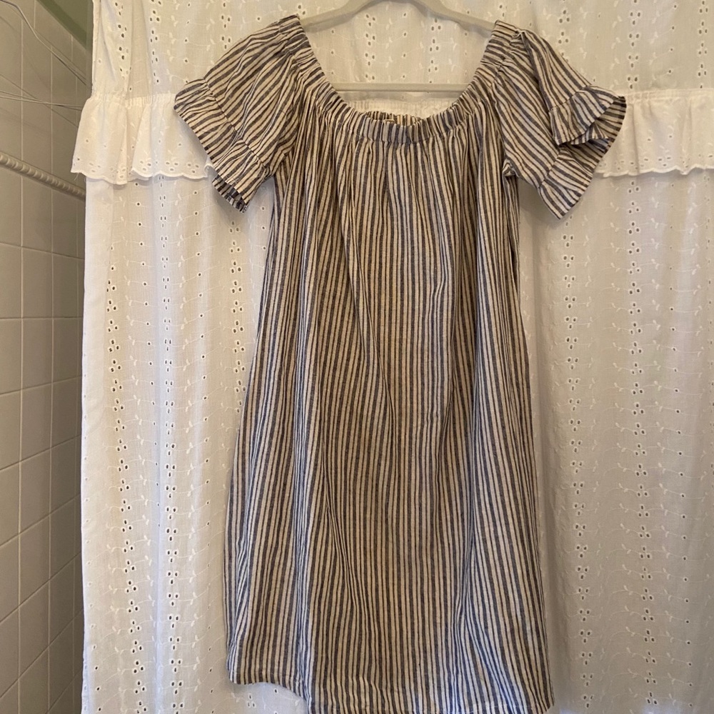 off the shoulder stripe dress